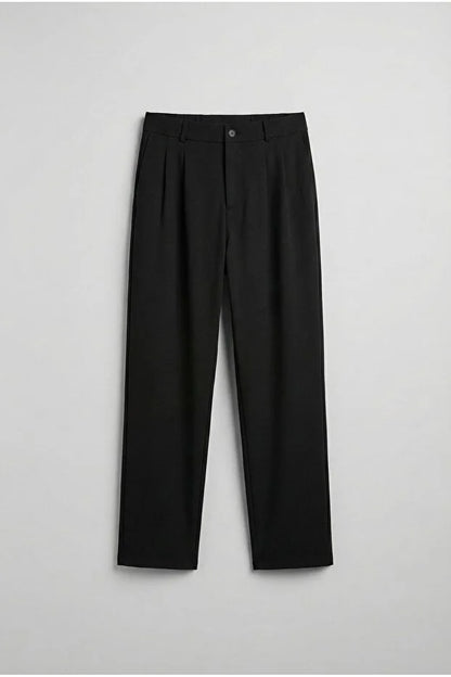 Erkek Baggy Fit Kumaş Pantolon Siyah