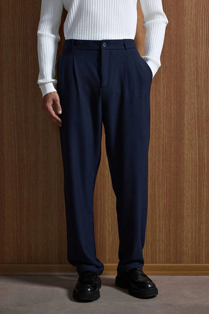 Erkek Baggy Fit Kumaş Pantolon Siyah