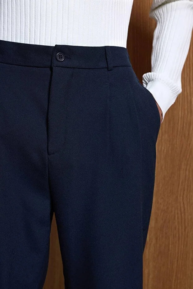 Erkek Baggy Fit Kumaş Pantolon Siyah