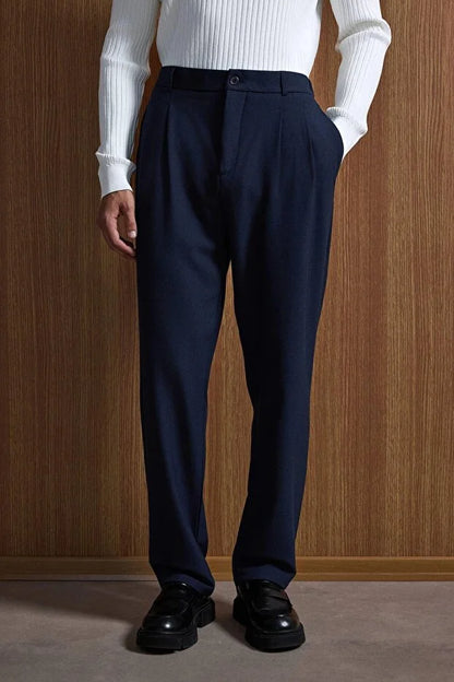 Erkek Baggy Fit Kumaş Pantolon Siyah