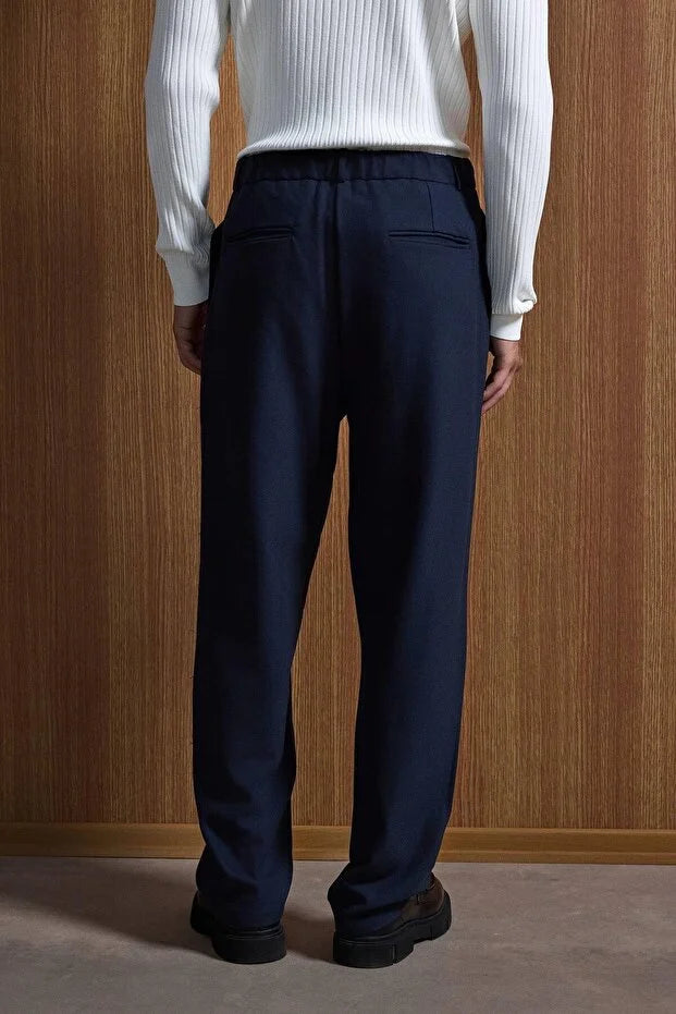 Erkek Baggy Fit Kumaş Pantolon Siyah