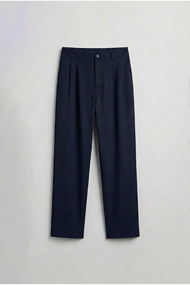 Erkek Baggy Fit Kumaş Pantolon Siyah