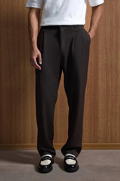 Erkek Baggy Fit Kumaş Pantolon Siyah