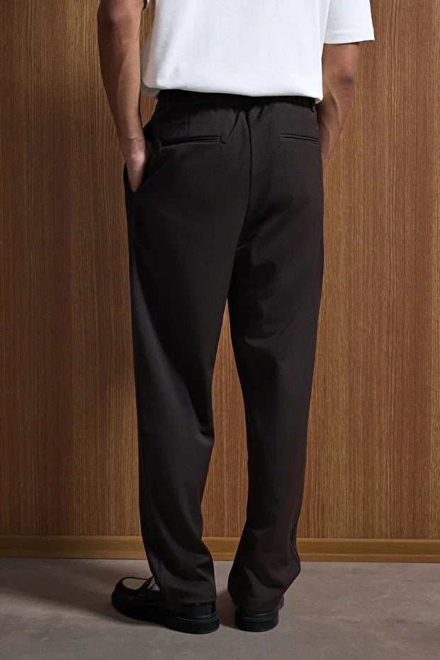 Erkek Baggy Fit Kumaş Pantolon Siyah