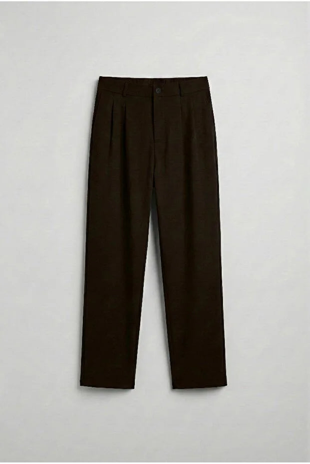 Erkek Baggy Fit Kumaş Pantolon Siyah