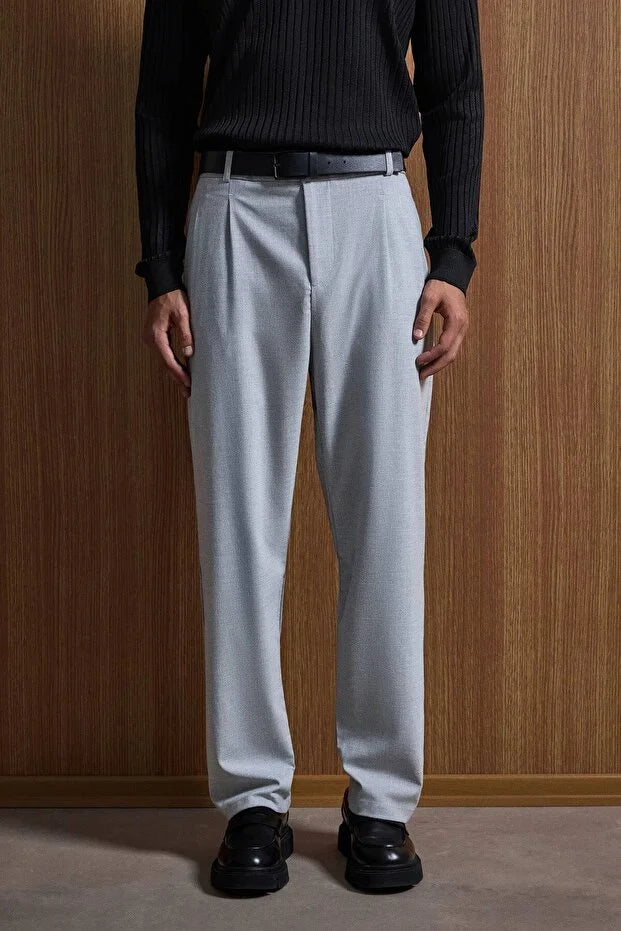 Erkek Baggy Fit Kumaş Pantolon Siyah