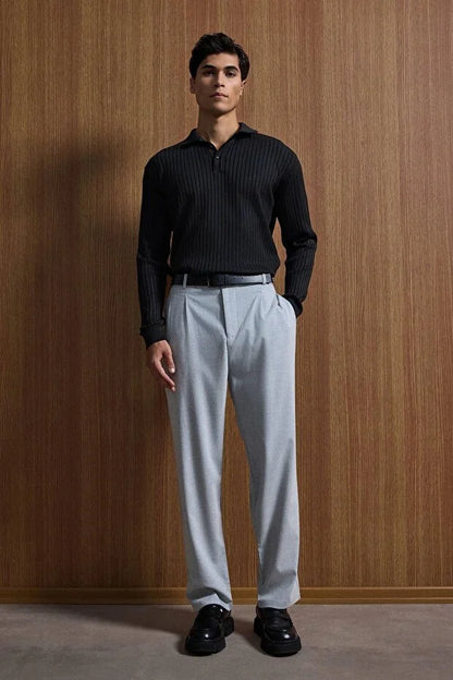 Erkek Baggy Fit Kumaş Pantolon Siyah